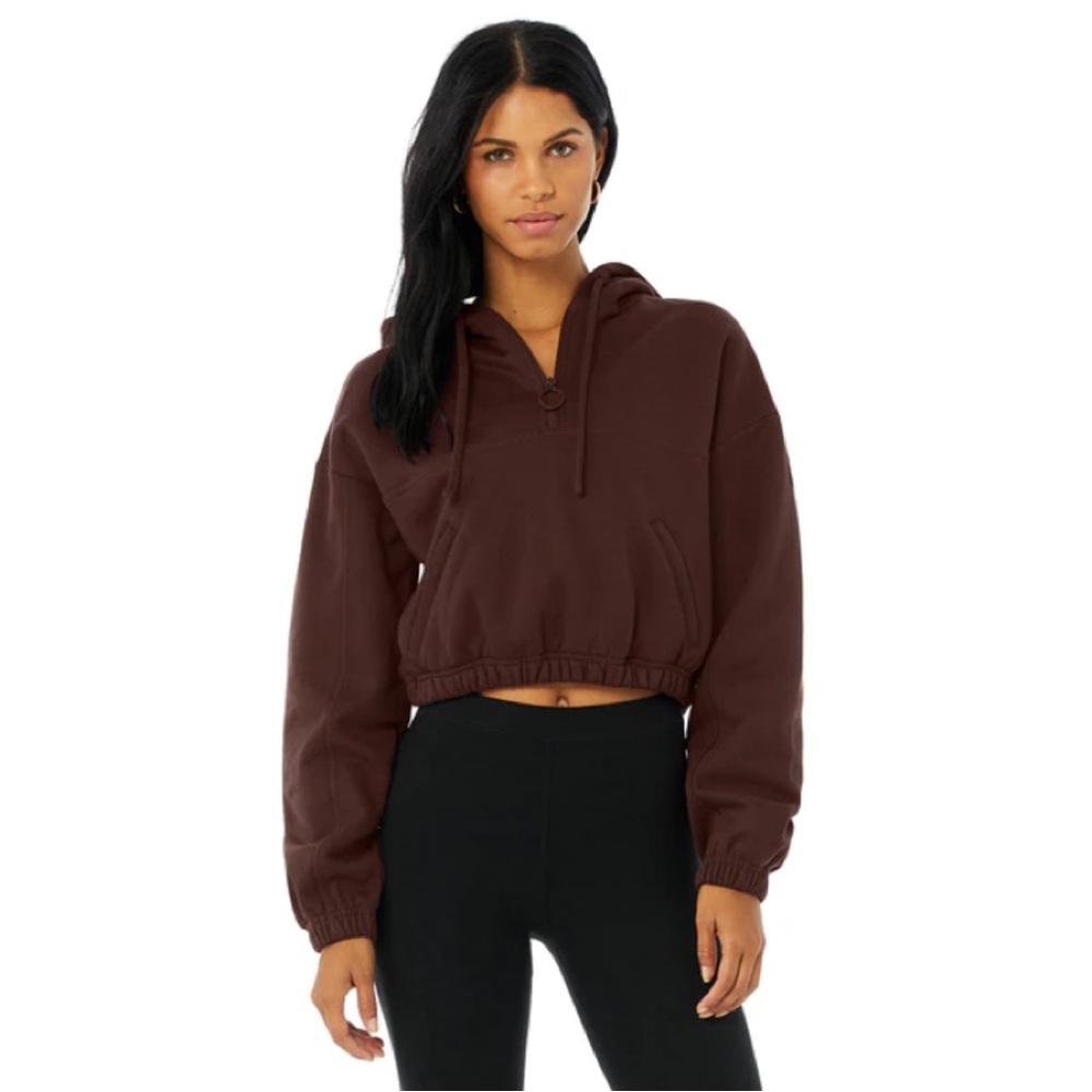 Alo Yoga Refresh Stadium Half Zip Hoodie - Cherry Cola, Size S